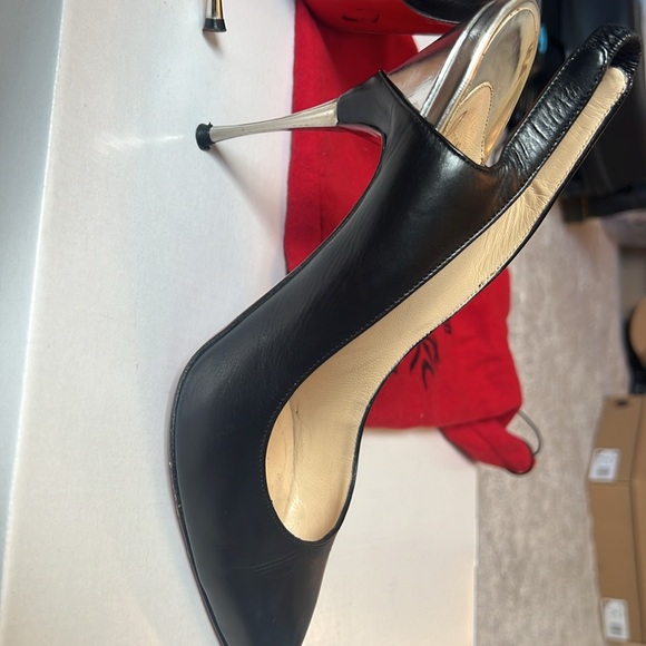 Christian louboutin 100 black and silver leather slingbacks sz38 - Picture 6 of 9